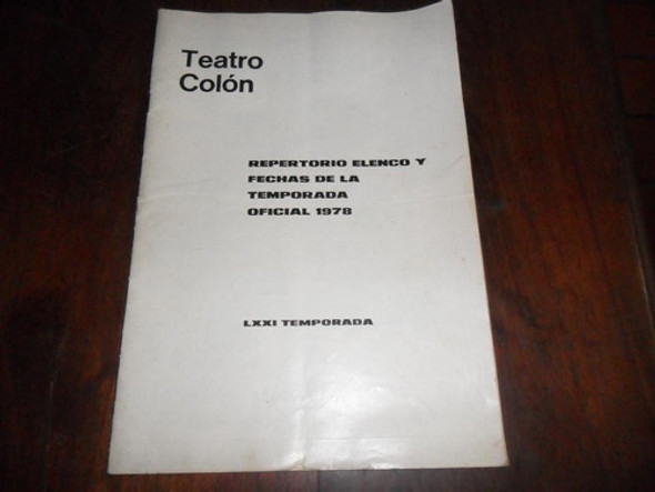 Teatro Colon 1978 Repertorio Elenco Temporada Oficial Tosca 0