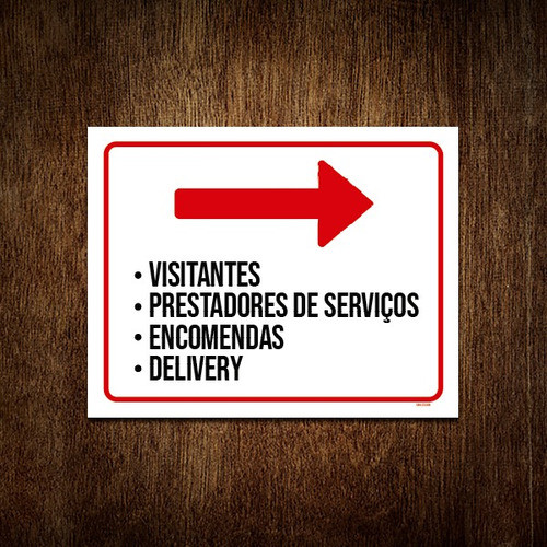 Placa Sinalização - Visitantes Prestadores Serviços 27x35 1