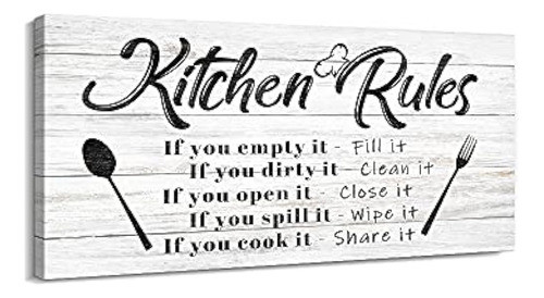 Reglas De La Cocina Decoración De La Pared Cita Inspiradora 0