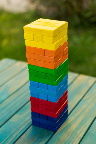 Jenga Yenga Torre De Colores 54 Piezas Con Dado Madera 1