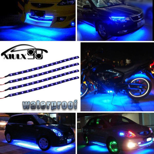 Luz De Tira Flexible Impermeable 12v Del Carro 4pcs Azul 12 0