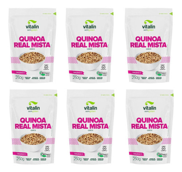 Kit 6 X Quinoa Real Grãos Orgânica Mista 250g Vitalin 0