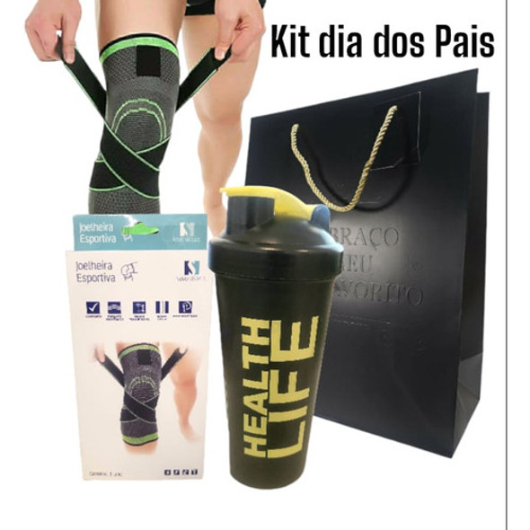 Kit Joelheira Compressão Copo Sport Life Sacola Dia Dos Pais 1