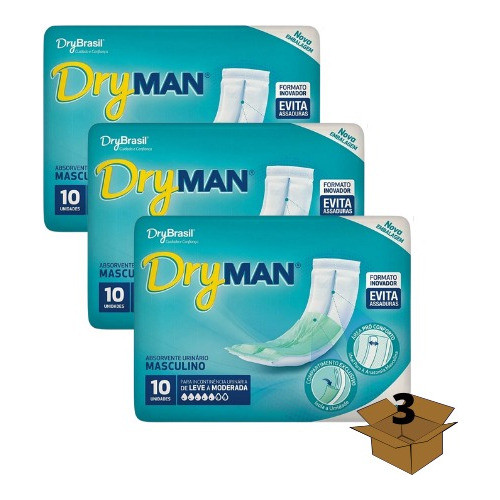 Dry Man Kit 3 Pacotes  Absorvente Masculino Com Fita Adesiva 0