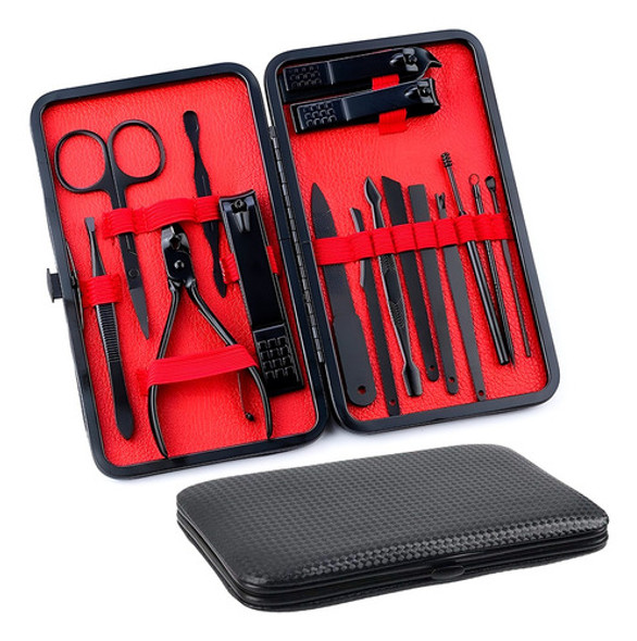 Set X16 Manicuria Pedicuria Alicate Tijera Limas Estuche 0
