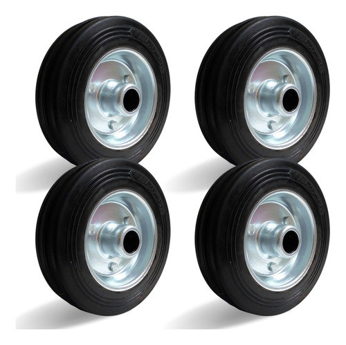 4 Rodas Borracha Maciça 100mm Rolamento Rolete Beltools 0