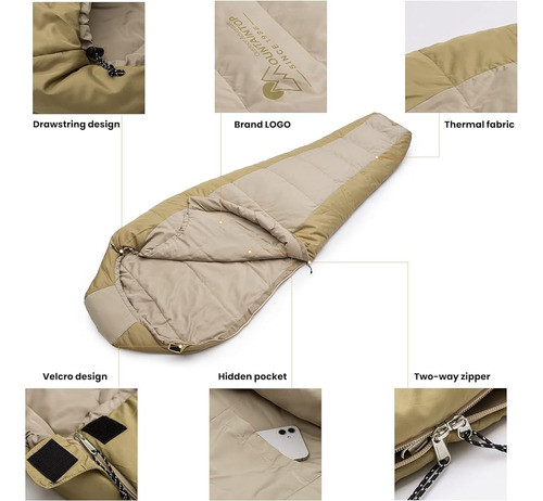 Moutaintop Saco De Dormir Momia Para Adultos 23-59 ° F Saco 1