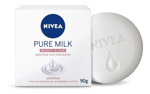 Kit Com 12 Sabonetes Em Barra Nivea Pure Milk Sensitive 90g 1