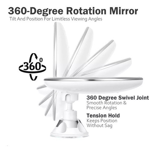 Espelho Redondo Faces Led Maquiagem Portátil X1 1