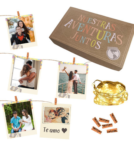 Box Fotos Polaroid Up + Luces + Hilo Regalo Parejas Amor 0