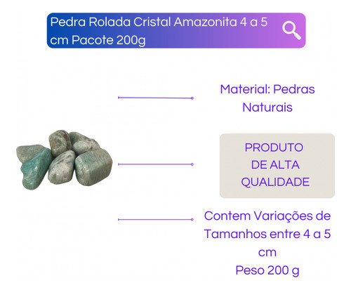 Pedra Rolada Cristal Amazonita 4 A 5 Cm Pacote 200g 1