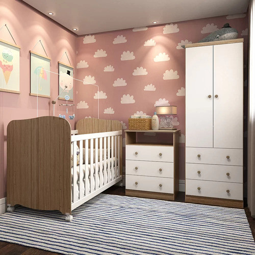 Quarto De Bebê Completo Com Berço Americano Guarda Roupa 0