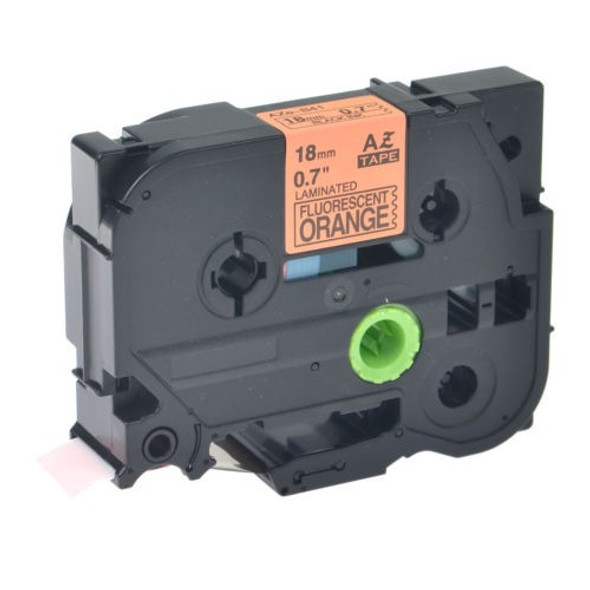 2pk Negro Sobre Naranja Fluo Etiqueta Cinta 18mm Tze-b41 3/4 1