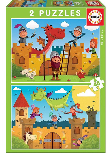 Juego 2 Puzzles Educa Infantil Dragones Y Caballos Febo 0