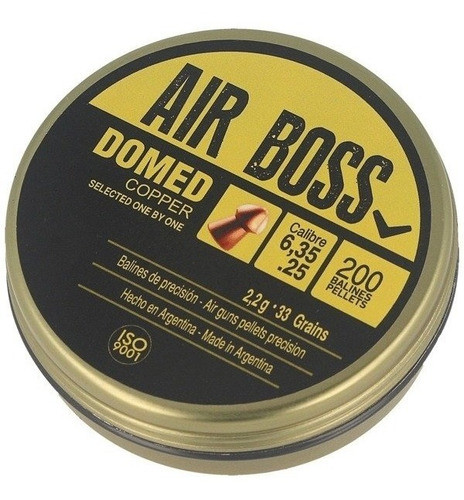 Balines Apolo Domed Calibre 6,35 Cobreados 33gr Lata X200 1