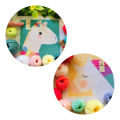 3 Kit Bordado Niñ@s - Lanas Tapiz Y Aguja Cañamazo Costura 0