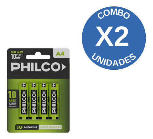 Combo X2 Pilas Philco Aa Blister 4 Unidades 1