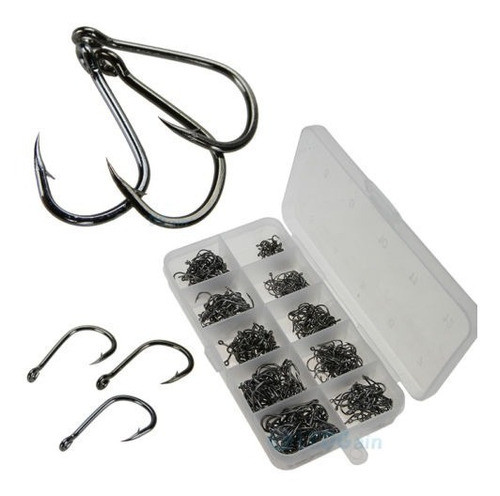 Lote 500pcs 10 Tamaños Diferentes Peces Ganchos De Avíos Par 0