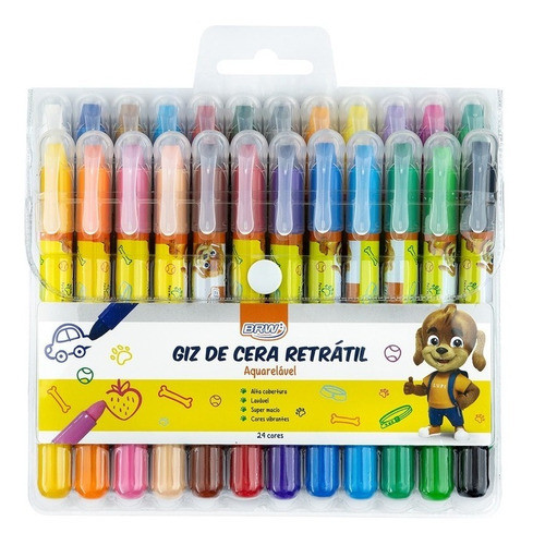 Giz De Cera Retrátil C/ 24 Cores Brw 0