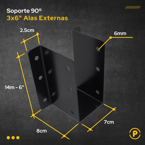 Caja Fijación Tirante Madera 3x6 Techo Entrepiso Techo X 10 1
