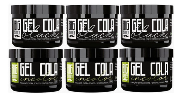 Gel Cola Big Barber 300g Metade Black + Incolor Caixa 6 Unid 0