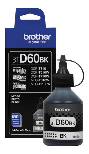 Botella De Tinta Original Brother Btd60 Negra T310 T510 T710 0