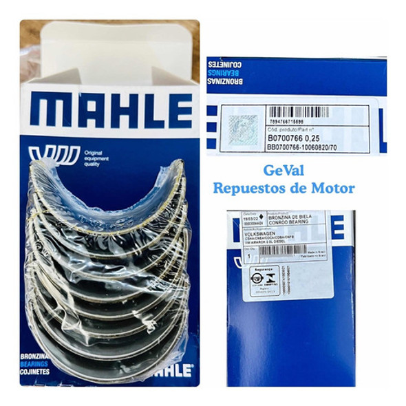 Cojinetes De Biela Vw Amarok 2.0 Tdi * Mahle * 0.25 Mm 0