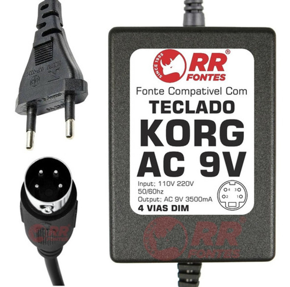 Fonte Ac 9v Para Korg Piano Digital Triton Tr-61, Tr-88 0