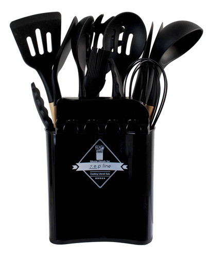 Juego Menage De Silicona 13piezas Con Soporte Negro 0
