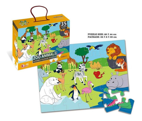 Rompecabezas Gigante Animales De Zoo Puzzle 35 Piezas 44x60 0
