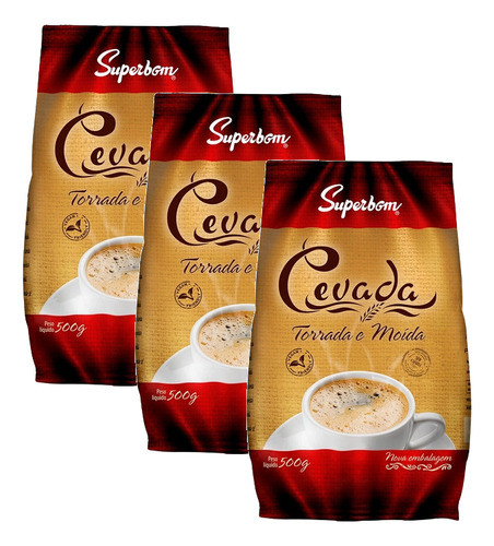 Kit 3 Café Cevada Torrada E Moída Superbom Pacote 500g 0