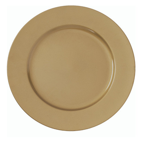 Kit 8 Sousplat Redondo Dourado Liso Polipropileno 33cm Mesa 1