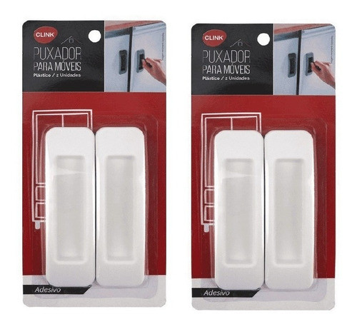 Kit C/4 Puxador Adesivo Plástico Porta Armário Gaveta Móveis 0