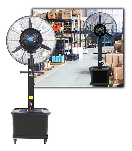 Ventilador De Pie C/nebulizador De Agua Tanque Negro - Ynter 1