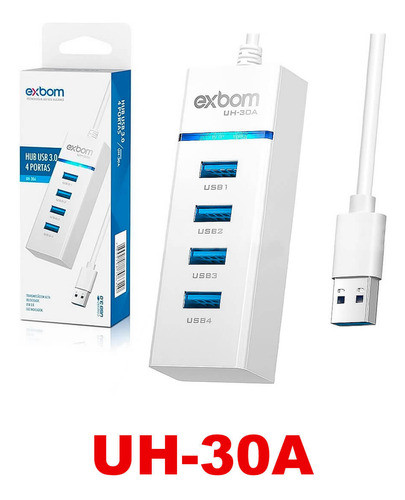Hub Usb 3.0 4 Portas Branco 1
