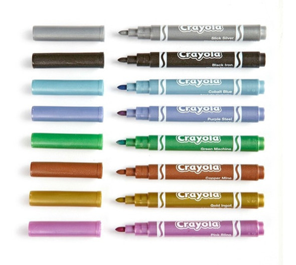 Marcadores Metalizados Crayola X8 Colores Brillantes 1