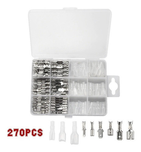 Kit Terminal Pala Macho Hembra Y Aislante 270 Pcs Surtido 1