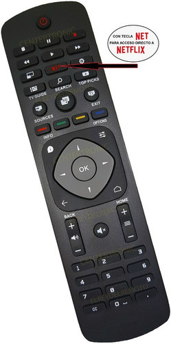 Control Remoto Para Philips Netflix Smart 4k 5000 6000 Tv 3d 1