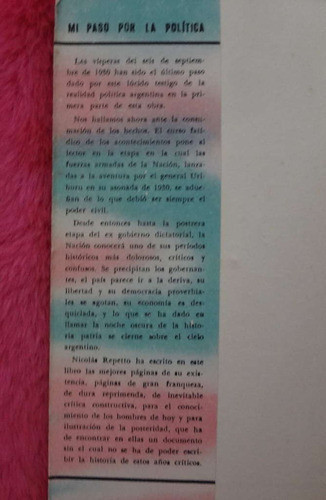 Mi Paso Por La Politica De Uriburu A Peron Nicolas Repetto 1
