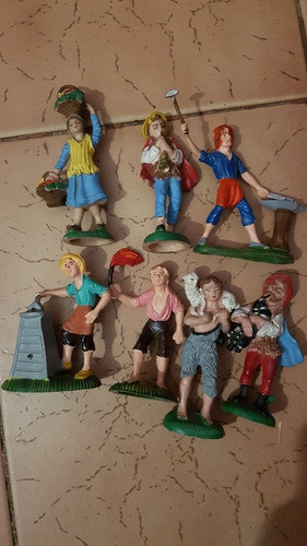 Muñecos Italy Plasticogoma Con Base  Lote De 7 0