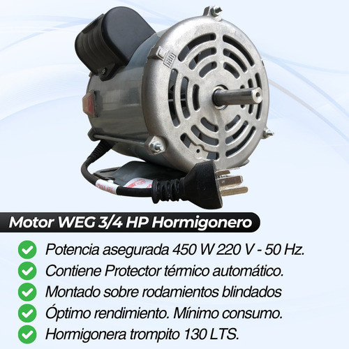 Motor Weg 3/4 Hp Reforz Hormigonera Trompito Oferta Limitada 1