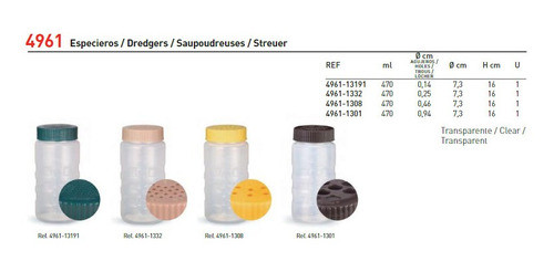 Especiero Plástico (4,6mm) 470ml Pujadas 4961-1308 1