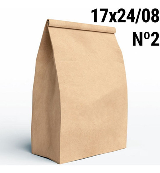 Bolsa Delivery Papel Kraft 17x24/08 N2 Sin Manija X50u 1