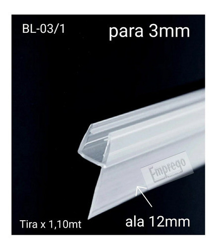 Burlete Para Mampara De Baño 3mm(tira X 1,10mt) 0