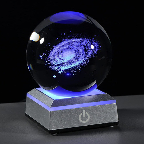 Esfera De Cristal Galaxia 3d Con Base Led - Galaxy 0