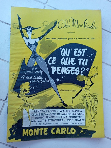 Programa Carnaval 1954 Carlos Machado Brasil Monte Carlo 0