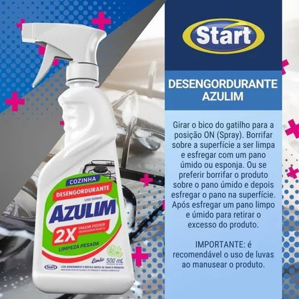 Limpador Desengordurante 2 Em 1 Cozinha Azulim 500ml Spray 1