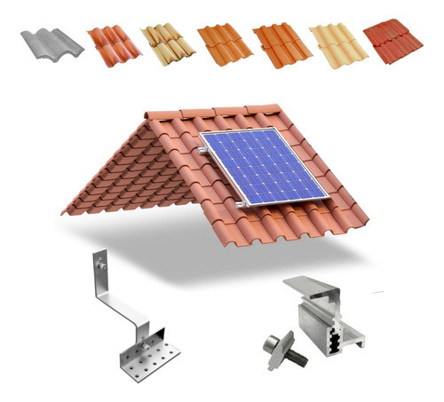 Kit Estrutura Suporte Linha C 01 Placa Solar Telha Colonial 0