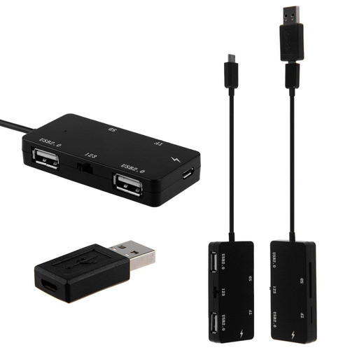 Micro Usb Otg Dual Port Hub Y Lector De Tarjetas Tf/sd Con C 0