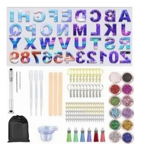 V Molde Da Resina Epóxi De Letras Do Silicone 152pcs 0